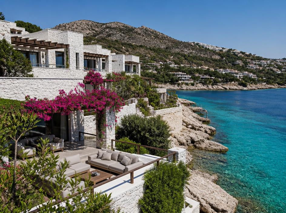 Luxury white residences on the Turkish coast